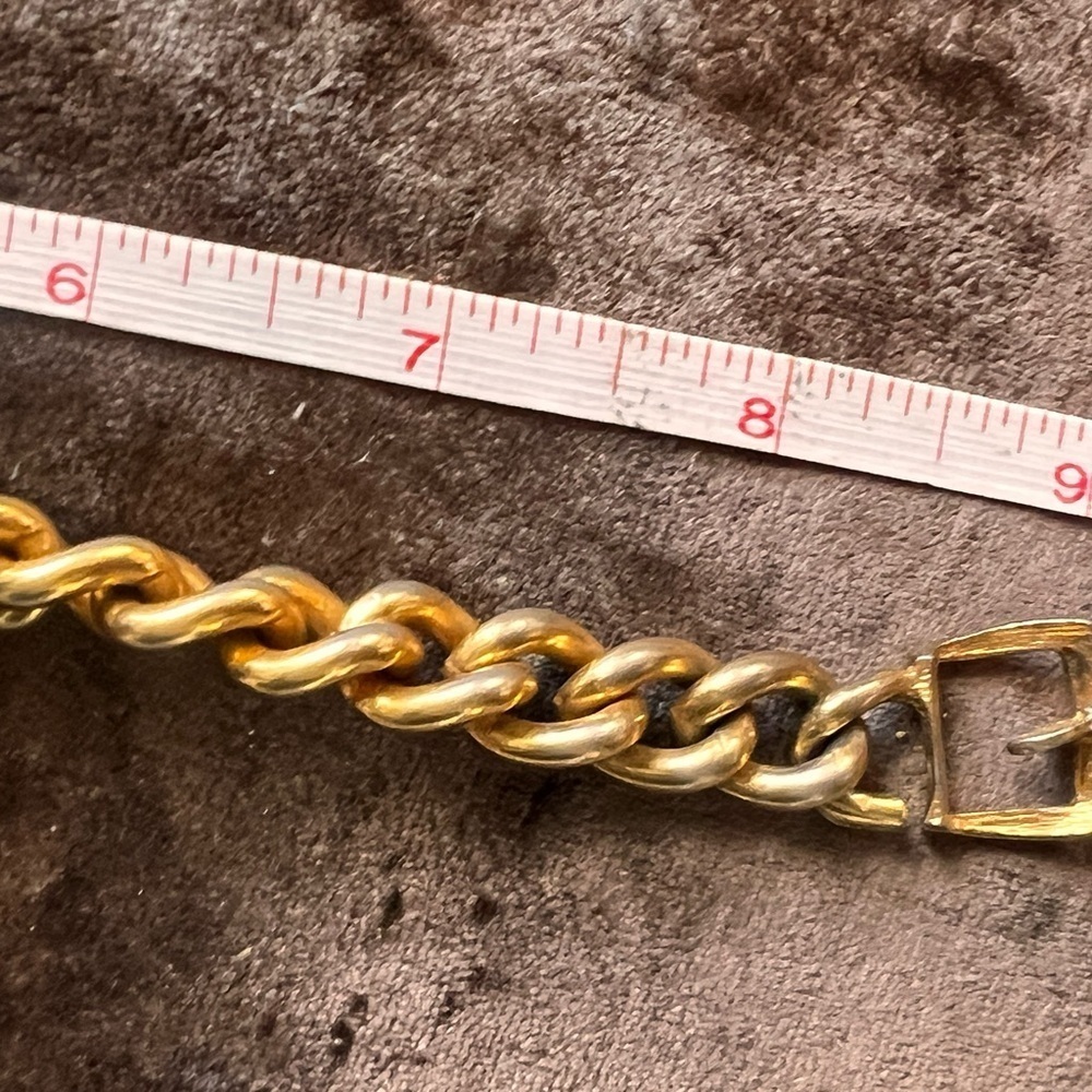 Vintage Chunky Gold Tone Double Link belt hook heavy Bracelet - Picture 3 of 5